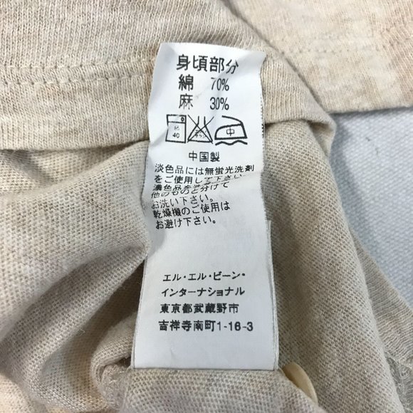 L L Bean Womens Linen Blend Oatmeal Button front 3/4 Sleeve Knit Top Size XS - Picture 8 of 8